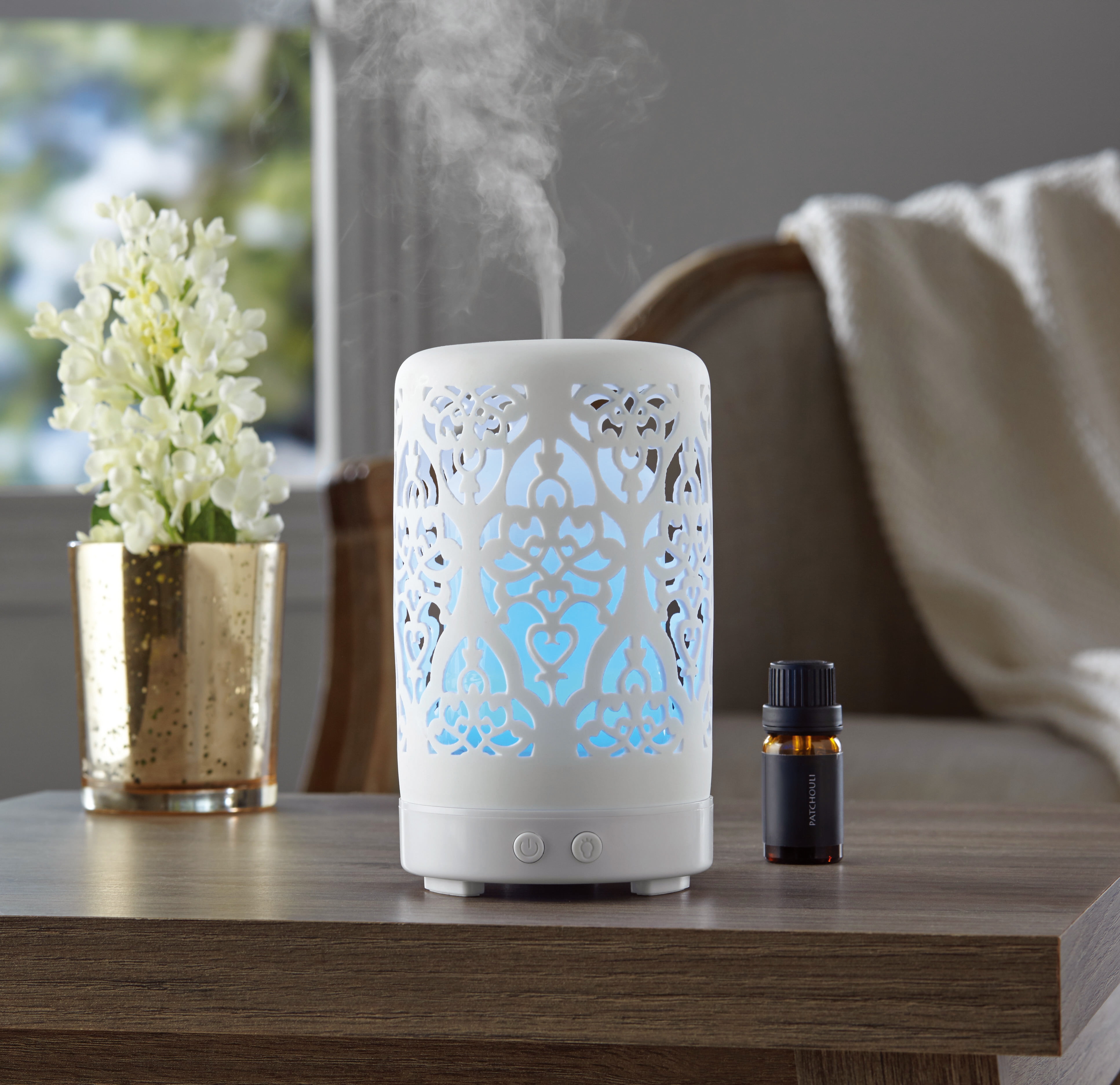 Mainstays Essential Oil Diffuser, White Scroll