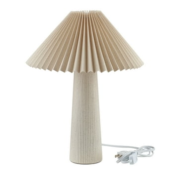 18" Ivory Pleated Shade Ribbed Ceramic Table Lamp