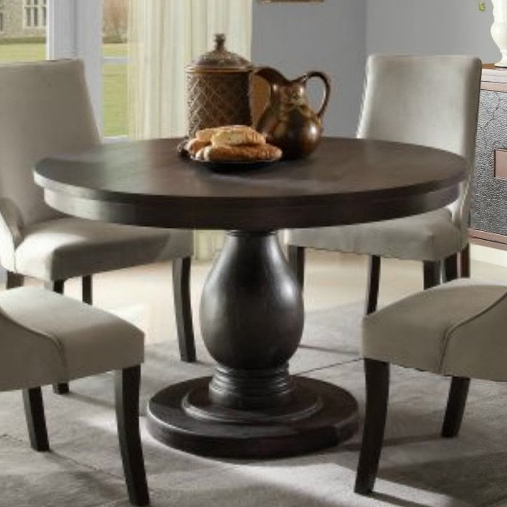 Homelegance Dandelion Round Pedestal Dining Table In Distressed Taupe Walmartcom Walmartcom