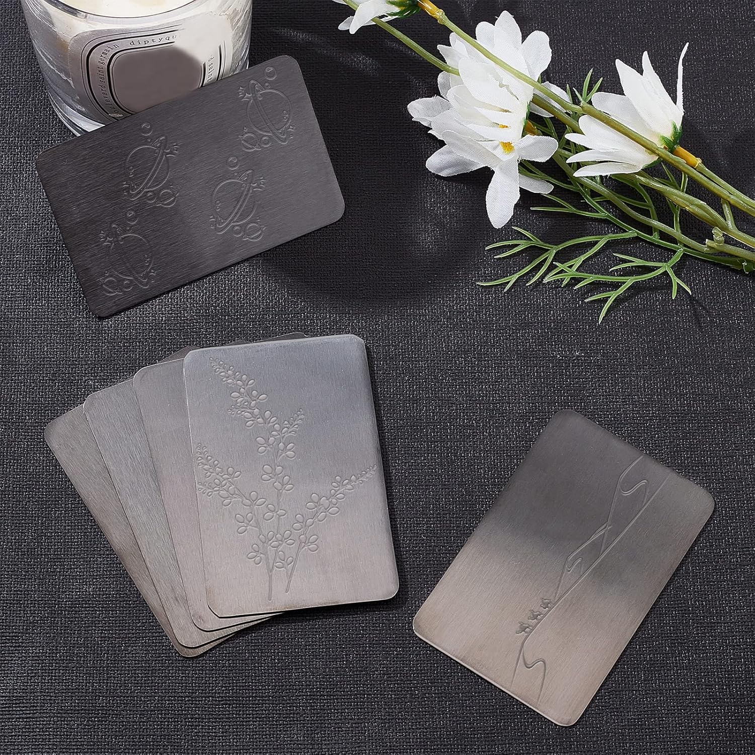 6 Pcs Black Metal Business Cards 3.3x2.16 0.8mm Thick Stainless Steel ...