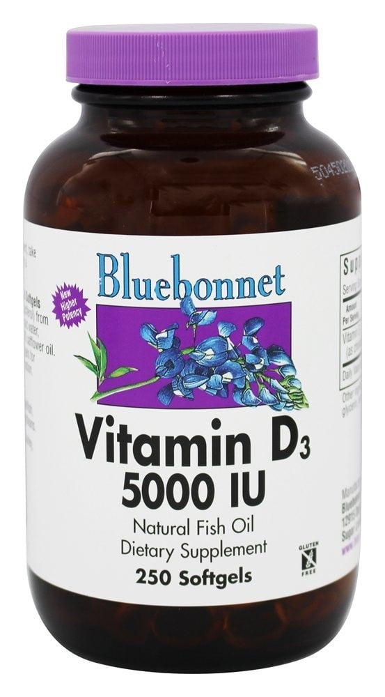 Bluebonnet Vitamin D3 5000 IU Softgels, 250 Ct - Walmart.com - Walmart.com