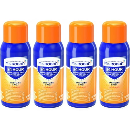 Microban 24 Hour Disinfectant Sanitizing Spray  Citrus Scent  2.8 fl oz  Pack of 4