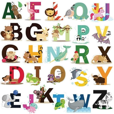 Educational Animal Alphabet Kids Wall Decals - Baby Nursery Decor Peel ...