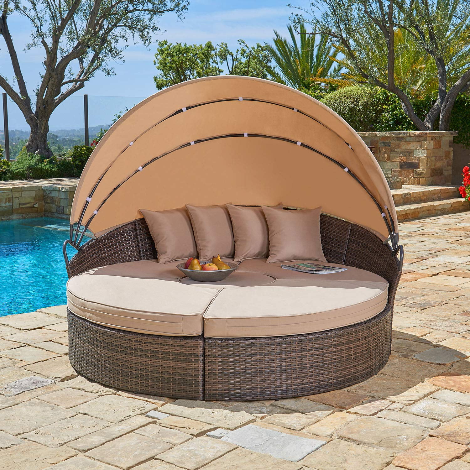 Rattan Outdoor Furniture Canada - Daybed Canopy Seating Rattan ...