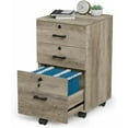 3-Drawer File Cabinet with Lock Wood Rolling Cabinet Under Desk File ...