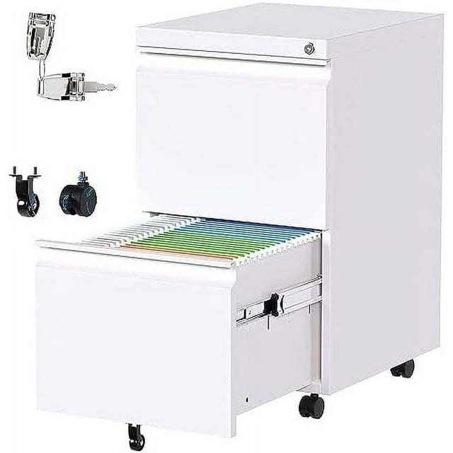 3 Drawer File Cabinet with Wheels Under Desk Metal Mobile Filing ...