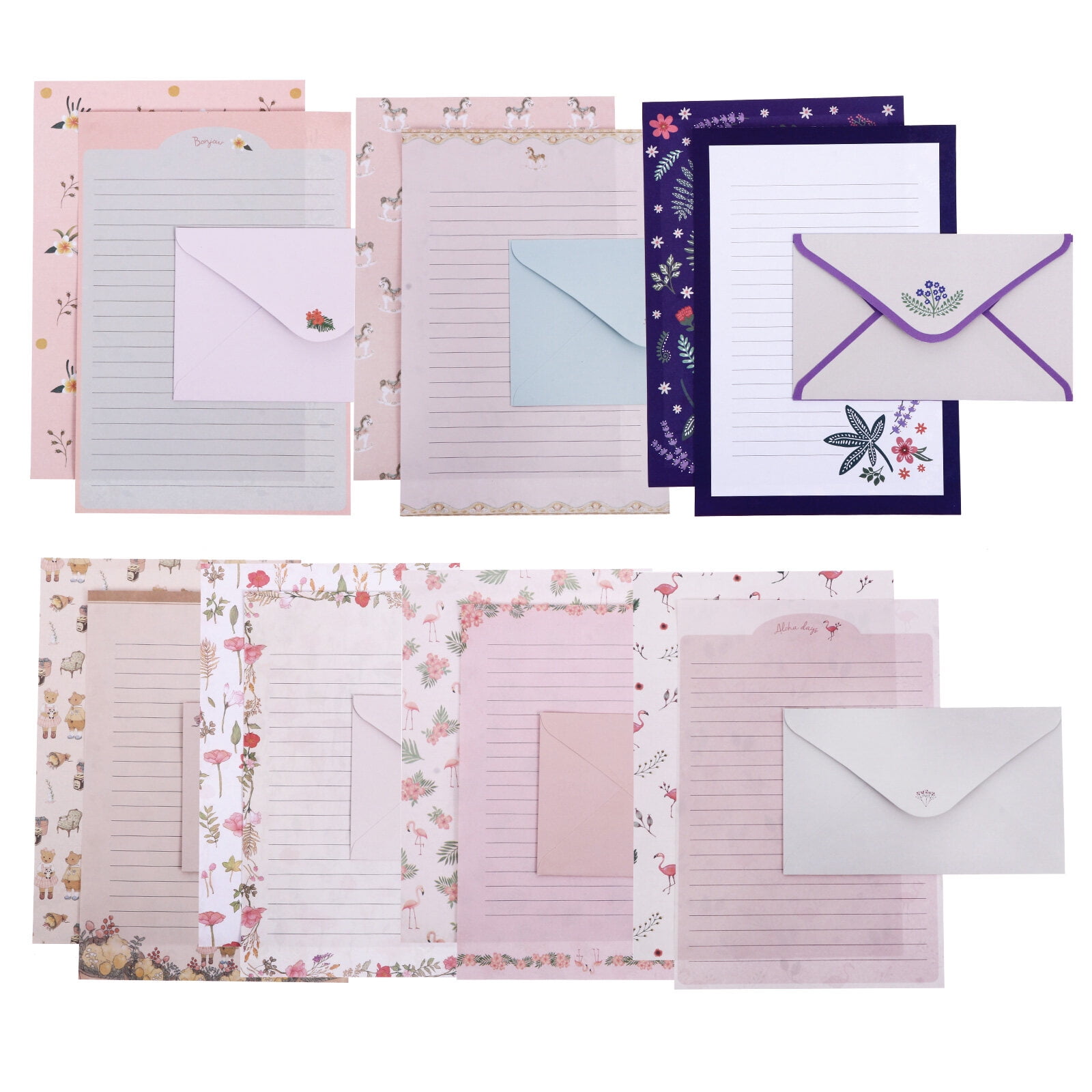 8 Sets Lovely Floral Letter Paper Cartoon A5 Writing Paper with ... image.