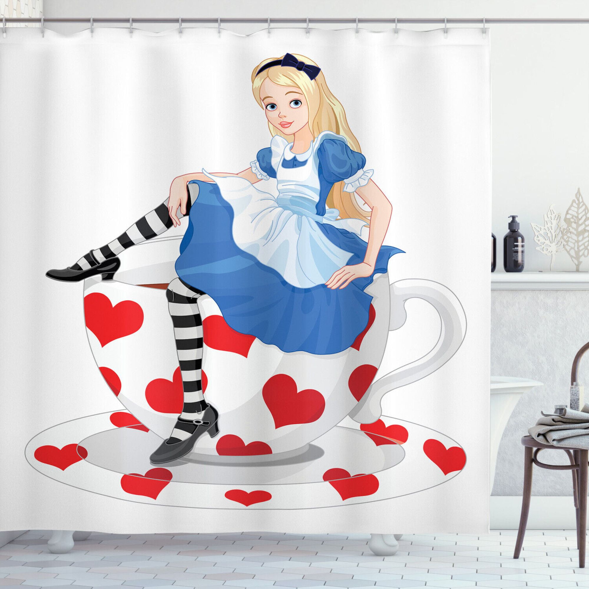 Alice's Wonderland Shower Curtain: Whimsical Cup Print for a Magical ...