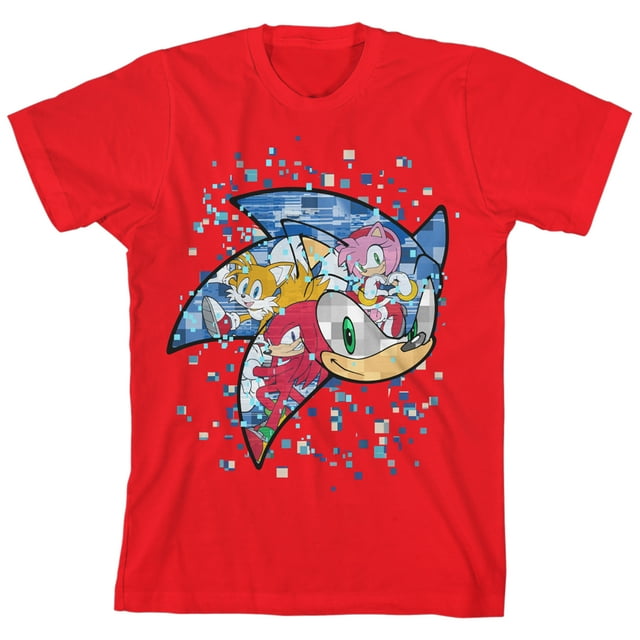 Bioworld Sonic the Hedgehog Mosaic Modern Character Art Youth Red Short ...