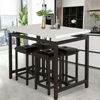 Set of 5 Segmart Counter Height Breakfast Bar Table and Stool Set with Backless Stools