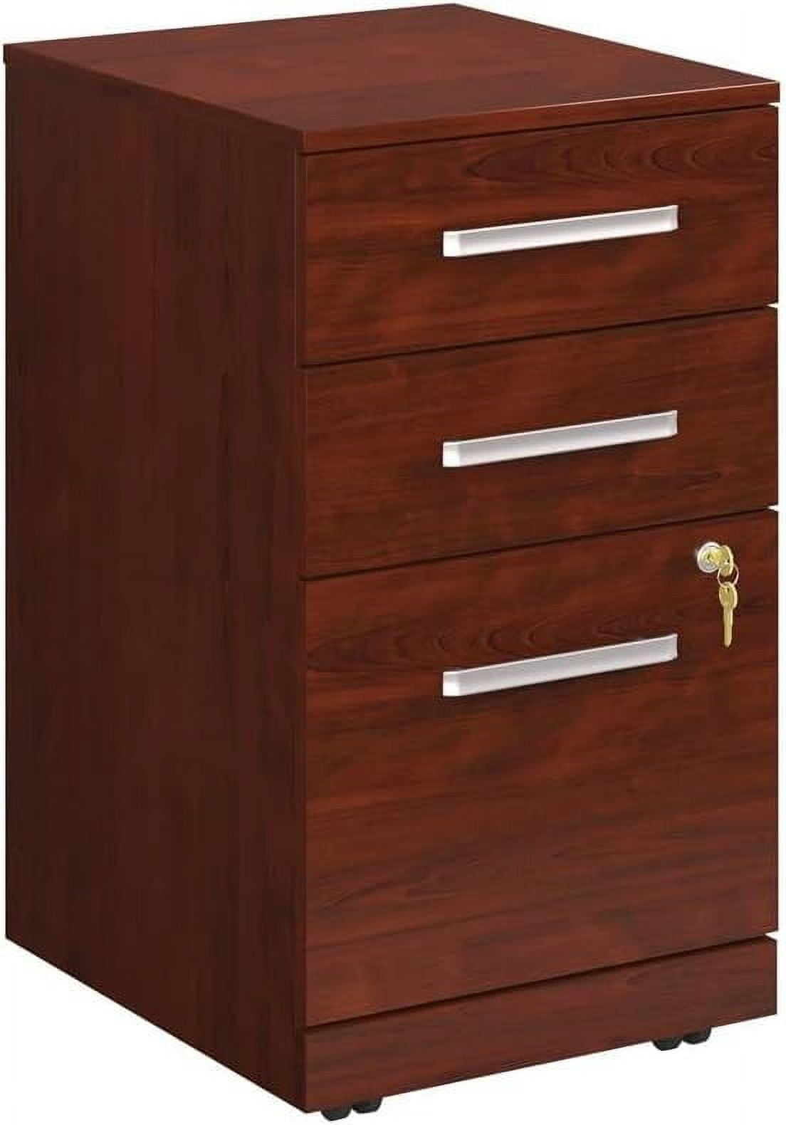 Engineered Wood 3-Drawer Mobile Filing Cabinet In Classic Cherry ...