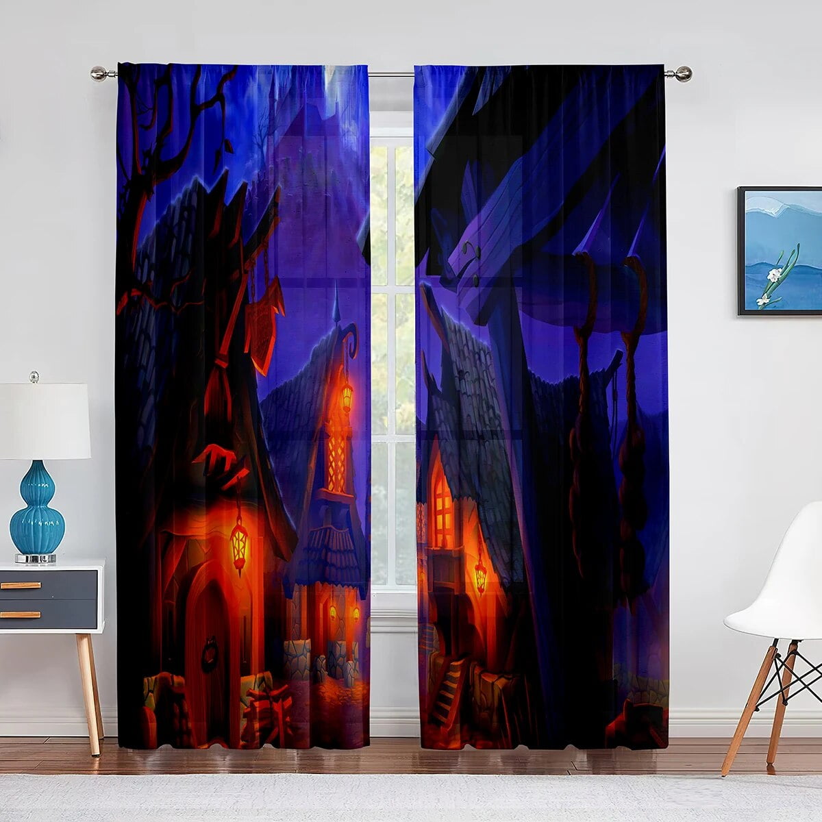 Fairy Tale Cartoon House Sheer Curtain for Living Room Bedroom ...