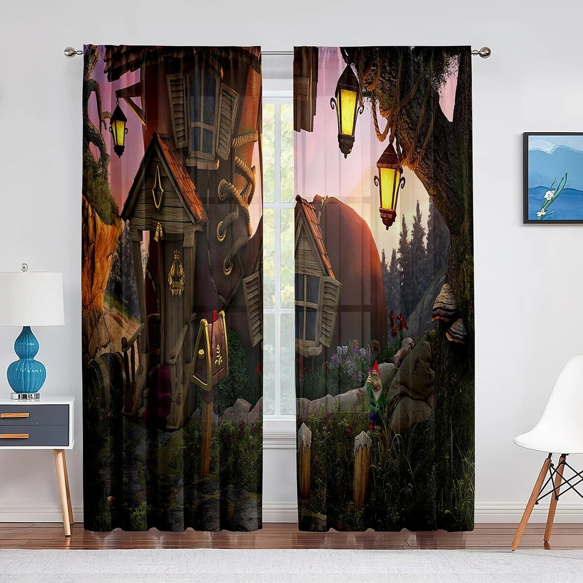 Fairy Tale Cartoon House Sheer Curtain for Living Room Bedroom ...