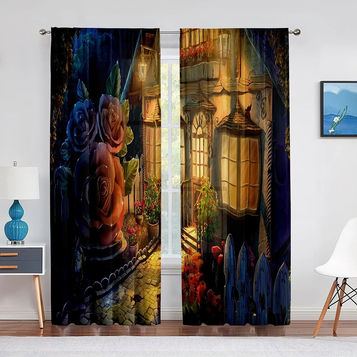 Fairy Tale Cartoon House Sheer Curtain for Living Room Bedroom ...