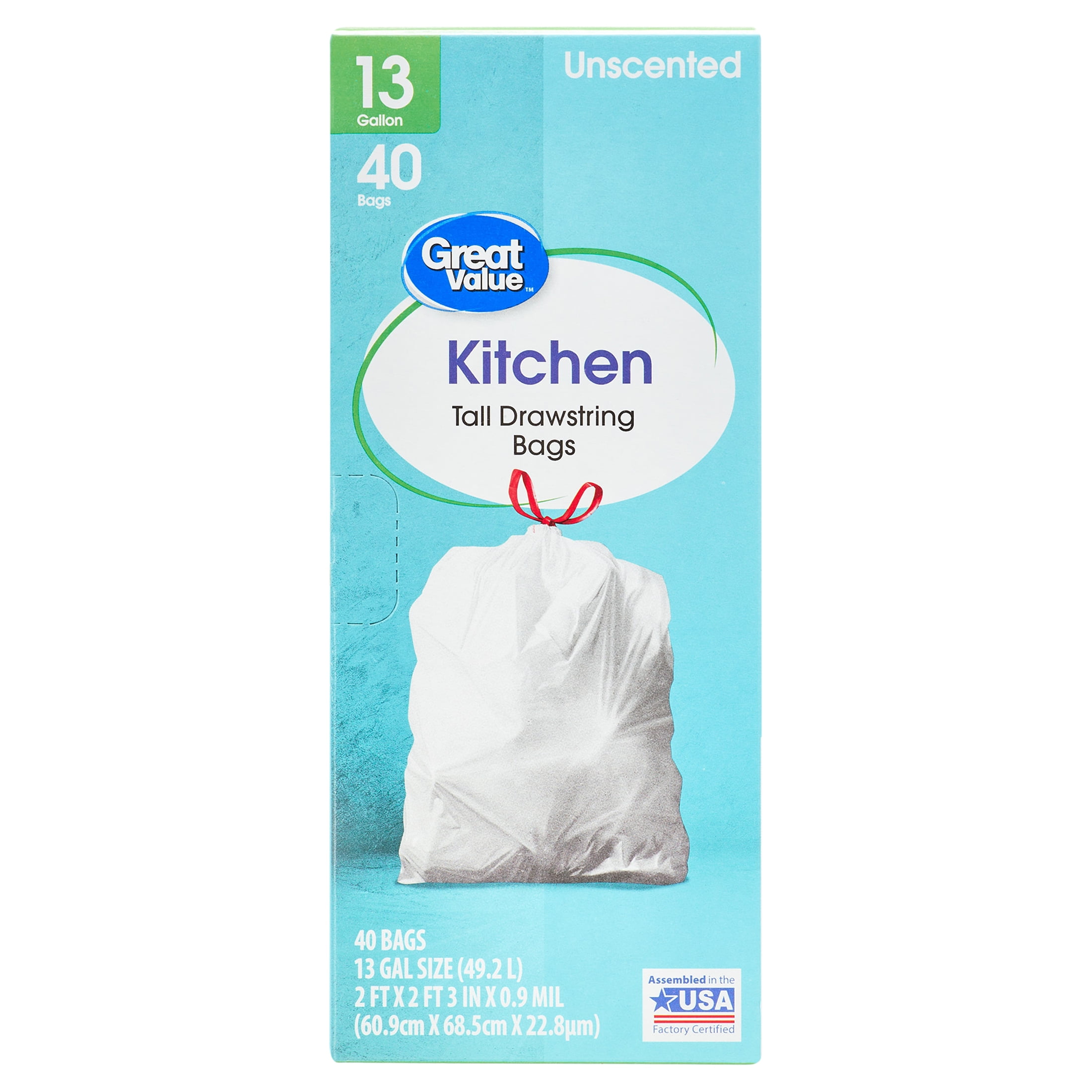 Frugal Favorite Great Value Drawstring Bags, Tall, Unscented, Kitchen ...