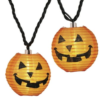 Halloween 10-Count Orange Pumpkin Lantern LED Lights, 6.5', by Way To Celebrate