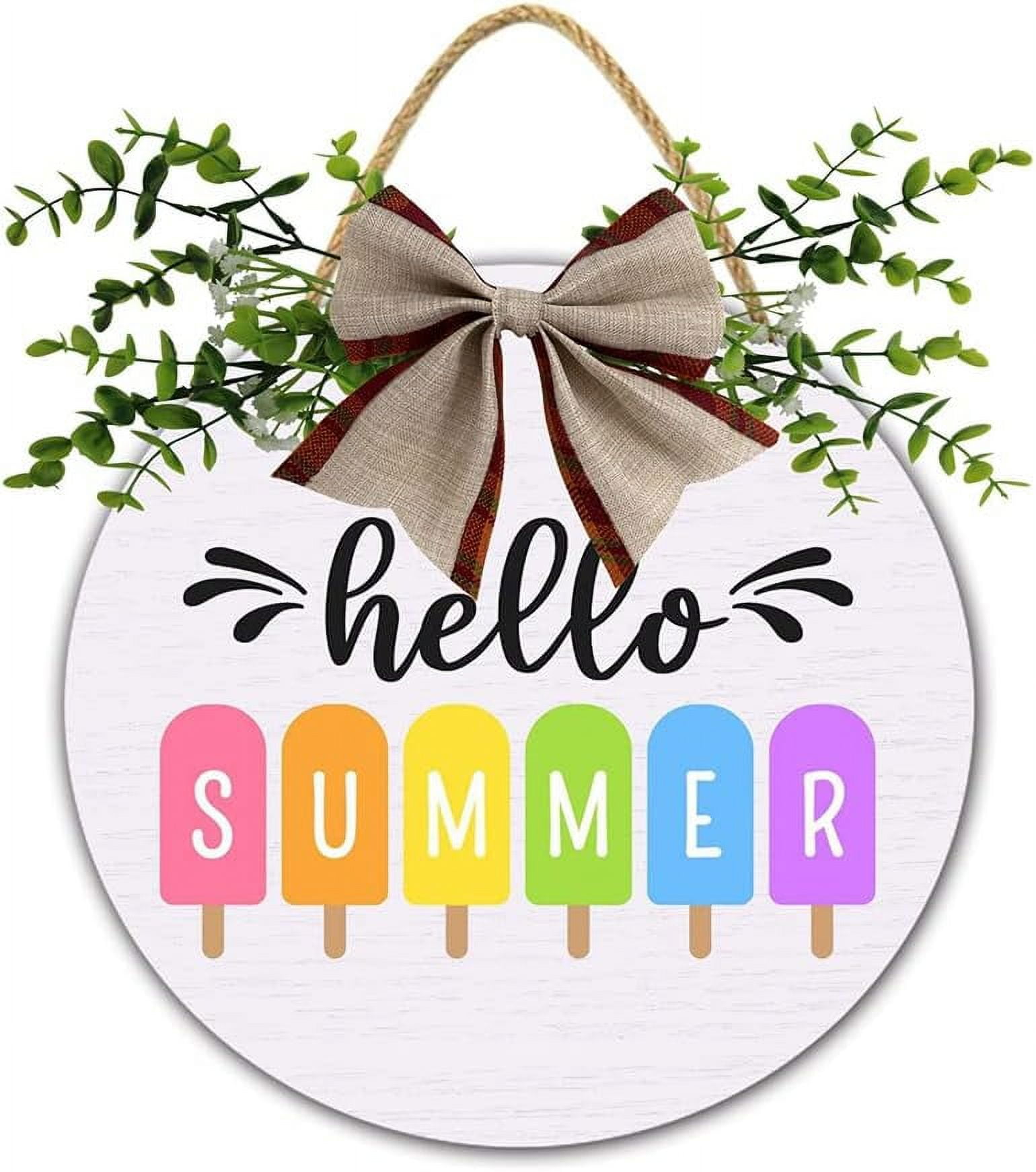 Hello Summer Door Signs Summer Porch Welcome Sign Ice Cream Popsicle