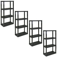 4-Pack Hyper Tough 4-Tier Plastic Shelves (Black, 30