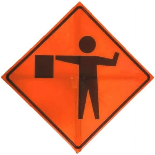 OrangeGear® 36” x 36” Flagger Symbol MUTCD Orange Mesh Safety Traffic ...