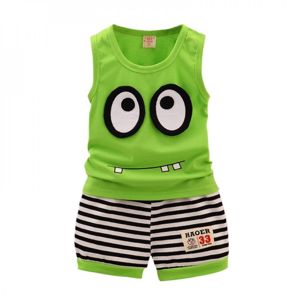 Promotion!Summer Kid Clothes Set Cartoon Style Baby Boy/Girls Vest+ ...