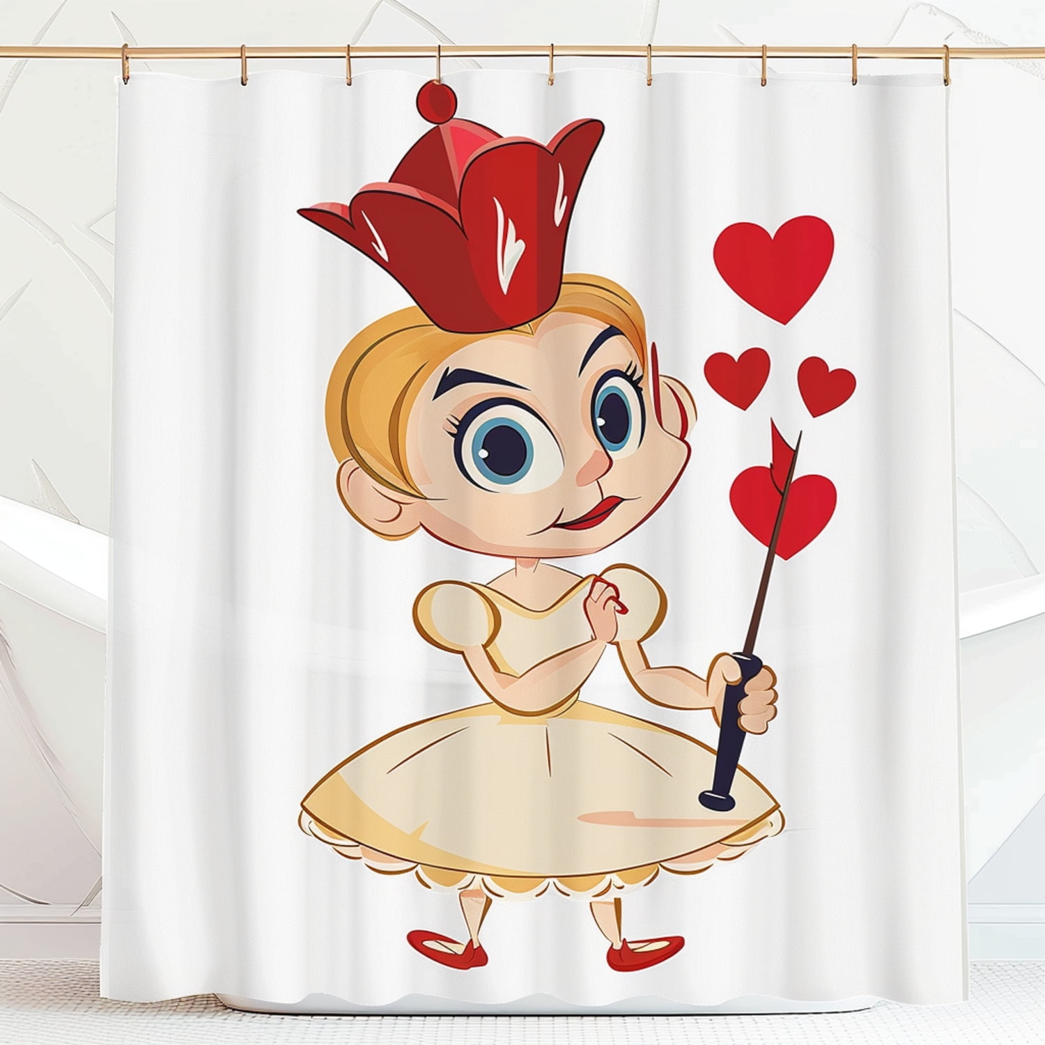 Queen of Hearts Alice in Wonderland Shower Curtain Cartoon Style Cute ...