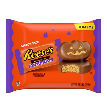 Reese's Milk Chocolate Snack Size Peanut Butter Pumpkins Halloween Candy, Jumbo Bag 16.2 oz