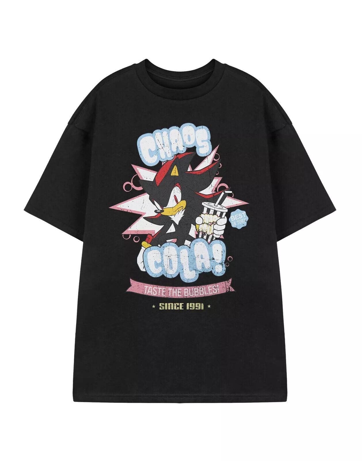 Sonic the Hedgehog Black Shadow Chaos Cola Short Sleeved T-Shirt ...