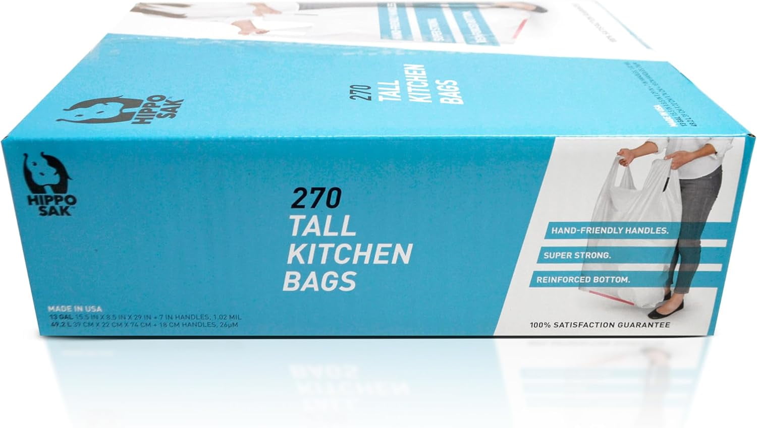 Tall Kitchen Garbage Bags with Ergonomic Handles - 13 Gallon Trash Bags ...