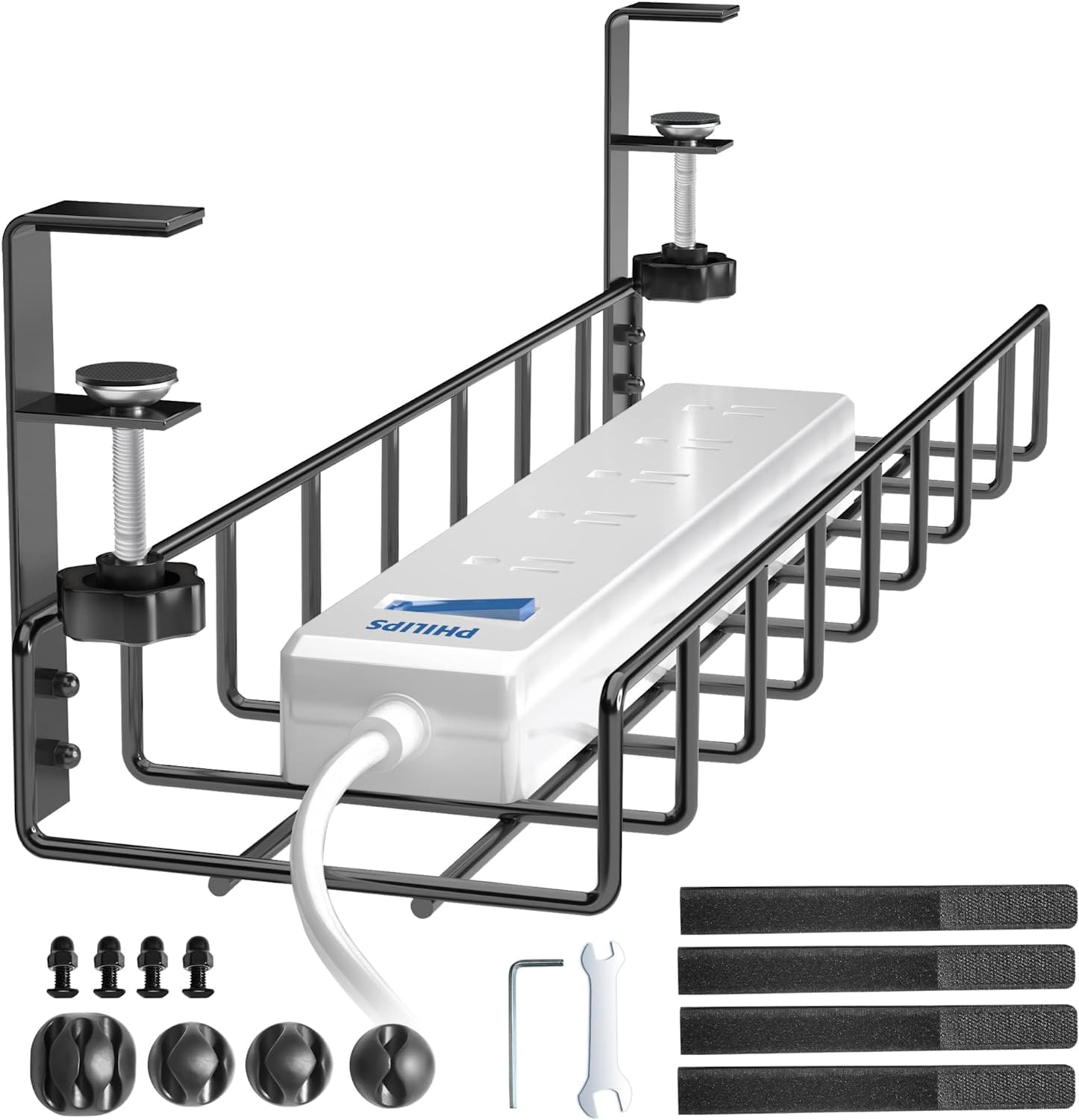 Under Desk Cable Management Tray 1 Pack,Upgraded Wire Management No ...