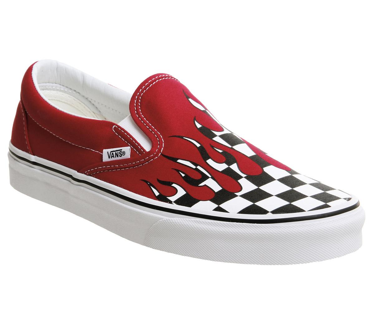  Vans  Vans Classic Slip On  Trainers Racing Red Checkerboard 