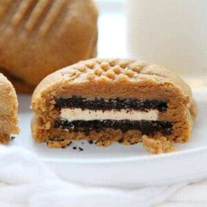 Peanut Butter Cookies stuffed with Peanut Butter Oreo's!