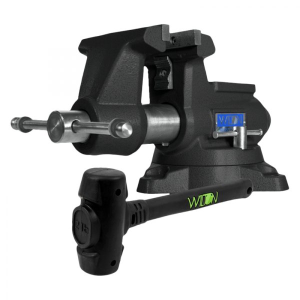 Wilton® - Mechanics Pro™ 5" Flat Jaws Swivel Base Vise with B.A.S.H. Dead™ 2 lb Blow Hammer