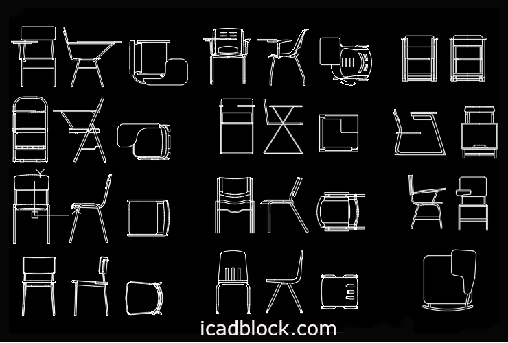 Student Chair CAD Block in AutoCAD DWG - iCADBLOCK