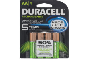 Duracell Rechargeable Batteries Long Life Ion Core AA - 4 CT