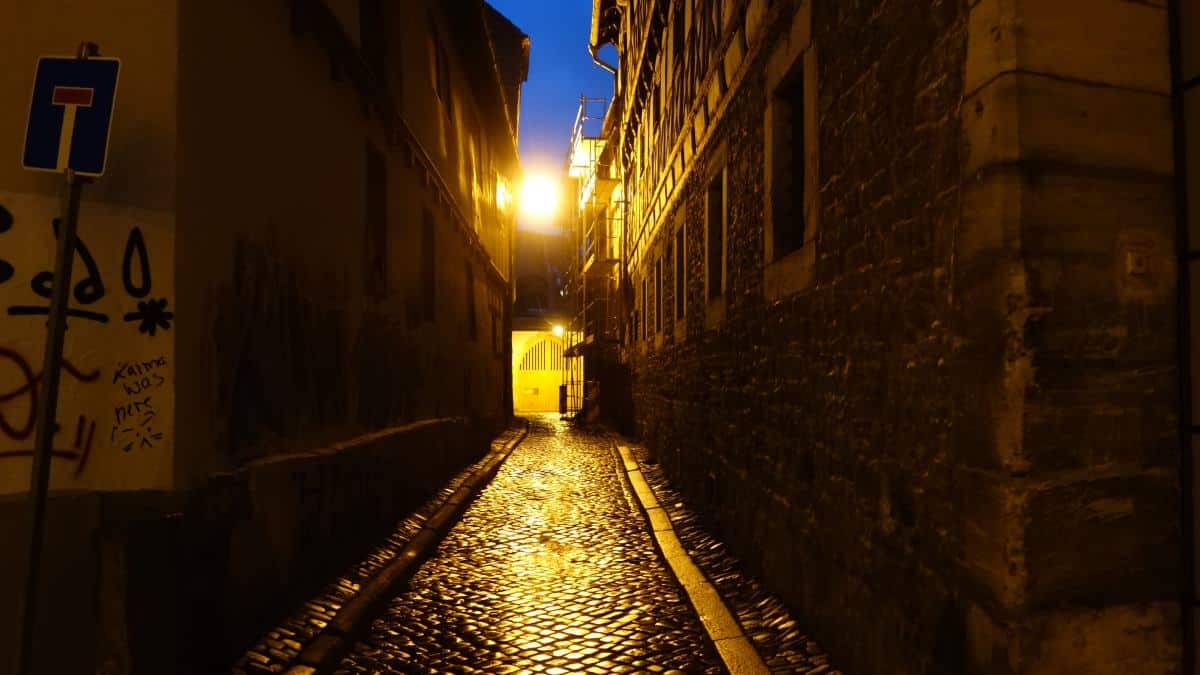 Blick in die Waagegasse in der Altstadt von Erfurt