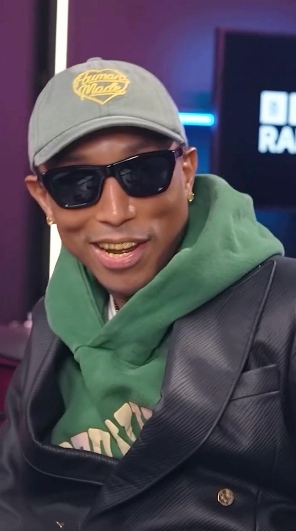 A child caller asks Pharrell a dodgy question