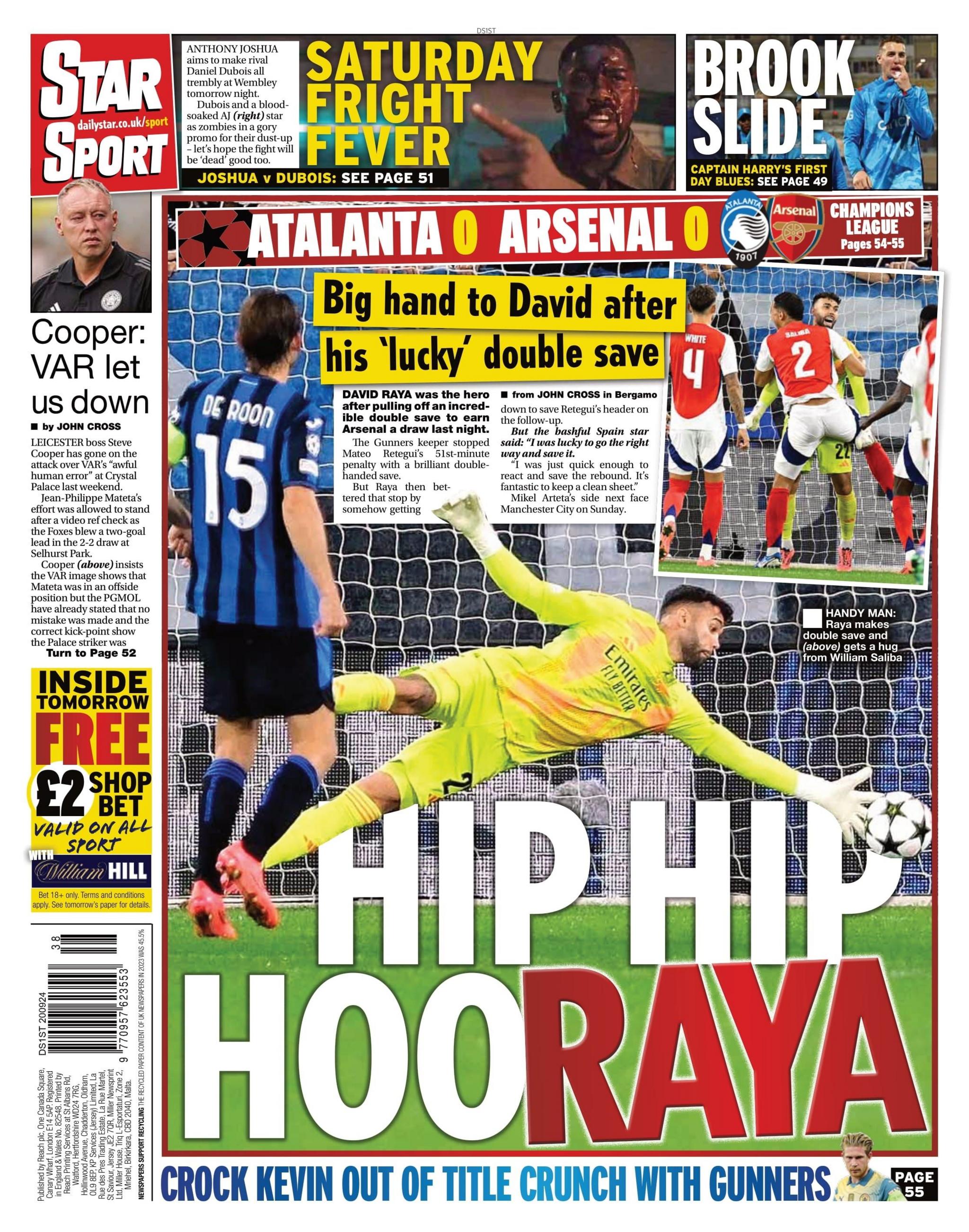 Daily Star back page 20/09/24