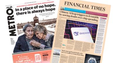 Metro and the Financial Times front pages on 28 January 2025