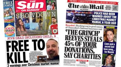 Sun on Sunday and Mail on Sunday front pages for 22 December 2024