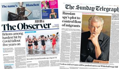 The Observer and Telegraph front pages