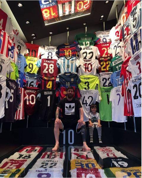 Lionel Messi has a room dedicated to his football shirt collection