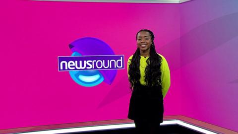 Emma-Louise on the Newsround set