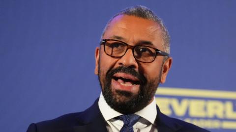 James Cleverly makes a speech to launch his Tory leadership bid in London