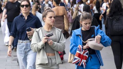 Shoppers and visitors out on Oxford Street on 26th August 2024 in London, United Kingdom