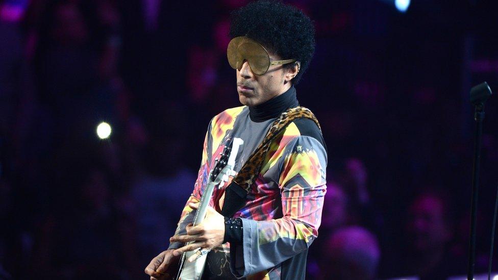 Prince on stage in Las Vegas in 2012