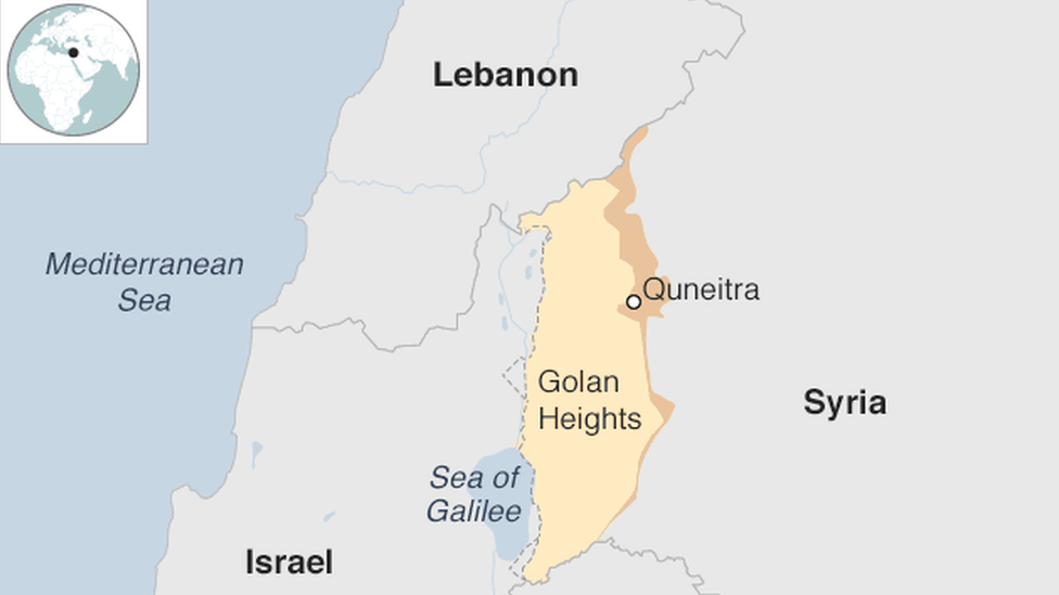 Map of Golan Heights and surrounding area