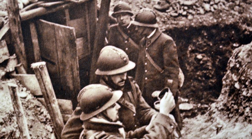 French soldiers in trench defending approach to the Rhine 1940