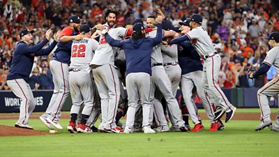 Watch the moment the Atlanta Braves beat the Houston Astros to win the ...