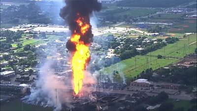 Large fire jet blasting into the air