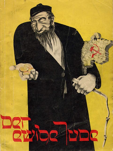 A poster advertising the 1937 exhibition 'The Eternal Jew': a landmark in anti-Semitic propaganda, which opened in Munich and toured Germany.